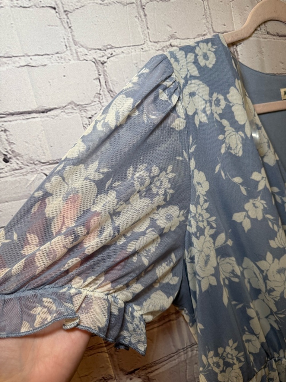 Inspired Hearts Blue and White Floral Wrap Midi Dress - Picture 2 of 12